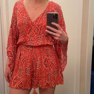 Red Bandana Deep V Romper
